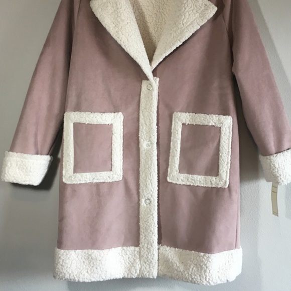 NWT Teddy Coat Sherpa Peacoat Trench Fleece Winter - Picture 3 of 7